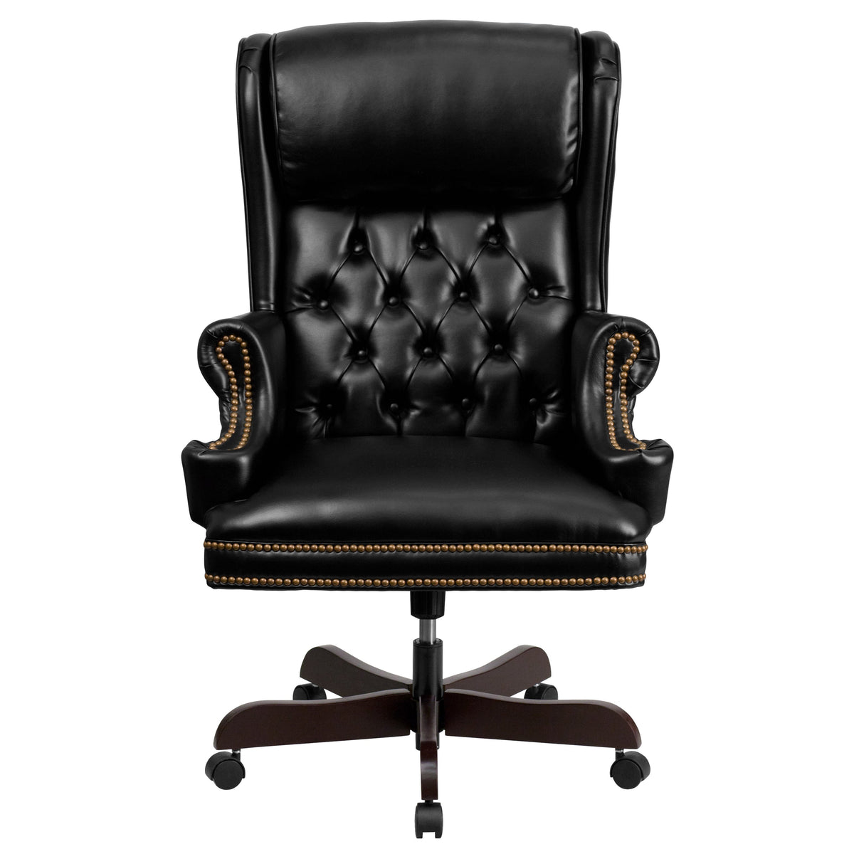 Black |#| High Back Tufted Black LeatherSoft Ergonomic Office Chair w/Oversized Headrest