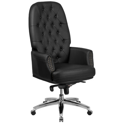 High Back Traditional Tufted LeatherSoft Multifunction Executive Swivel Ergonomic Office Chair with Arms