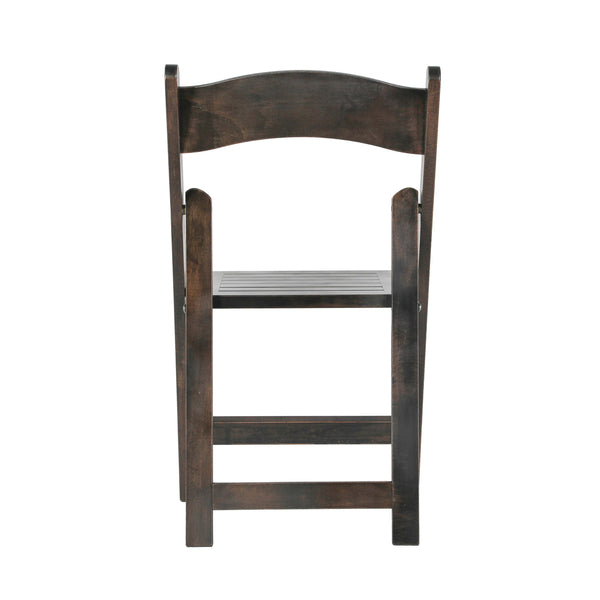 Early American Wood |#| Commercial Grade Solid Wood Portable Folding Dining Chair, Early American Finish