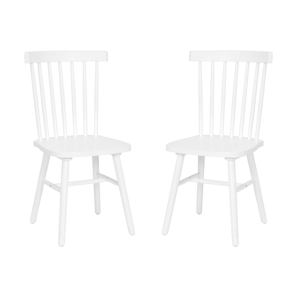 White |#| Windsor Style Commercial Solid Wood Spindle Back Dining Chairs in White-Set of 2