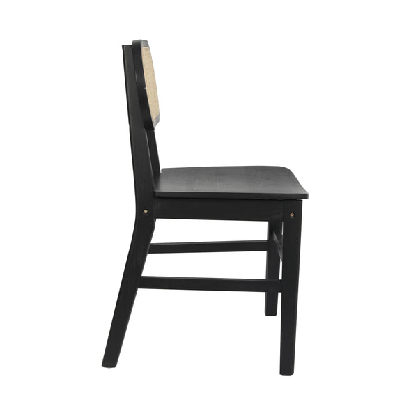 Black |#| 2 Pack Commercial Cane Rattan Event Chairs - Wood Backs and Seats-Natural/Black