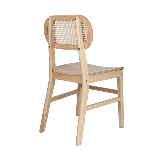 Natural |#| 2 Pack Commercial Cane Rattan Event Chairs - Wood Backs and Seats-Natural