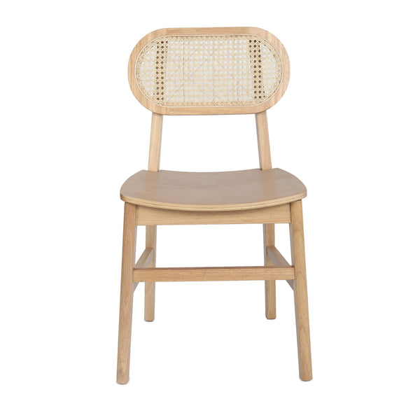 Natural |#| 2 Pack Commercial Cane Rattan Event Chairs - Wood Backs and Seats-Natural