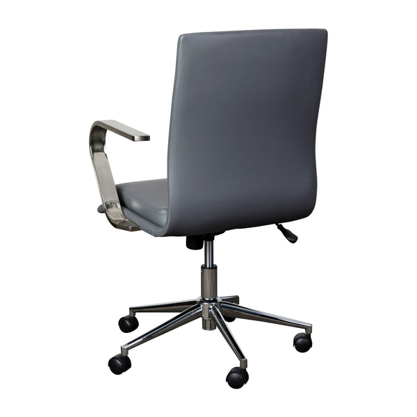 Gray LeatherSoft/Chrome Frame |#| Designer Executive Swivel Office Chair with Brushed Chrome Arms and Base, Gray