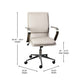 Taupe LeatherSoft/Chrome Frame |#| Designer Executive Swivel Office Chair with Brushed Chrome Arms and Base, Taupe