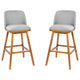 Gray Faux Linen |#| 2 Pack Commercial Walnut Finish Wood Barstools with Nail Trim-Gray Faux Linen