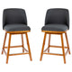 Charcoal Faux Linen |#| 2 Pack Commercial Walnut Finish Wood Counter Stools - Charcoal Faux Linen