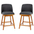 Julia Set of 2 Transitional Upholstered Counter Stools with Nailhead Trim and Solid Wood Frames