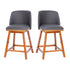 Julia Set of 2 Transitional Upholstered Counter Stools with Nailhead Trim and Solid Wood Frames