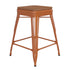 Kai Commercial Grade 24" High Backless Metal Indoor-Outdoor Counter Height Stool with Poly Resin Wood Seat