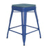 Kai Commercial Grade 24" High Backless Metal Indoor-Outdoor Counter Height Stool with Poly Resin Wood Seat