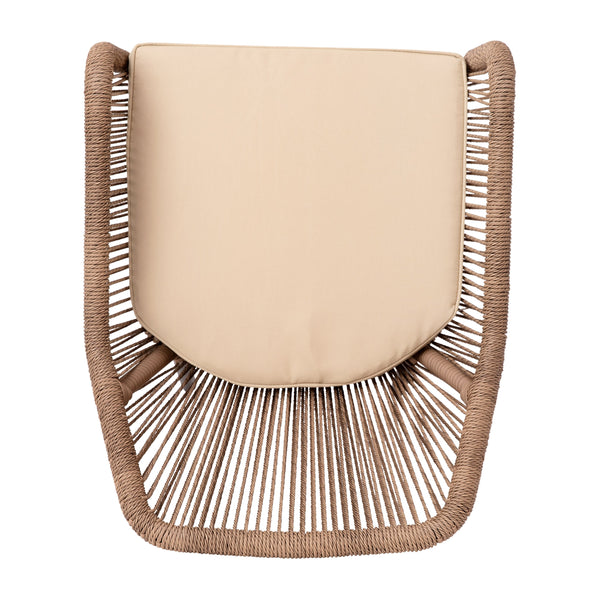 Natural/Ivory |#| Woven Indoor/Outdoor Stacking Club Chair in Natural - Ivory Cushions