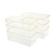 Set of 6 Plastic Stacking Desk Drawer Organizers with Gold Trim - 6 x 3