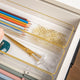 Set of 8 Plastic Stacking Desk Drawer Organizers with Gold Trim - 9 x 3