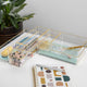 Set of 8 Plastic Stacking Office Desk Drawer Organizers with Gold Trim