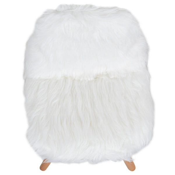 White |#| Kids Shaggy Dog White Accent Chair - Desk Chair - Playroom Chair