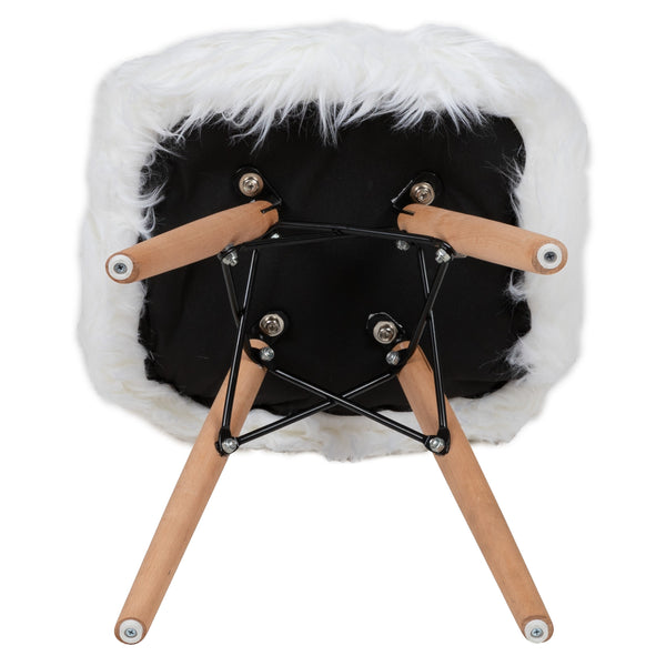 White |#| Kids Shaggy Dog White Accent Chair - Desk Chair - Playroom Chair