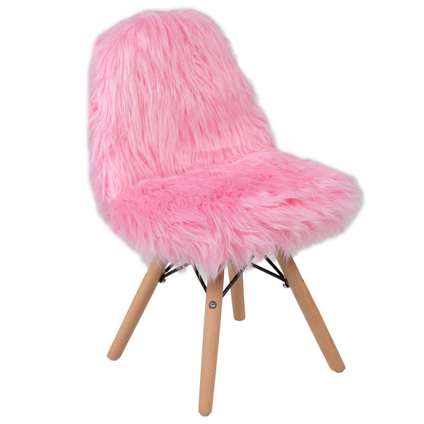 Light Pink |#| Kids Shaggy Dog Light Pink Accent Chair - Desk Chair - Playroom Chair