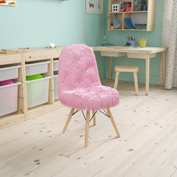 Light Pink |#| Kids Shaggy Dog Light Pink Accent Chair - Desk Chair - Playroom Chair