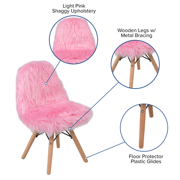 Light Pink |#| Kids Shaggy Dog Light Pink Accent Chair - Desk Chair - Playroom Chair