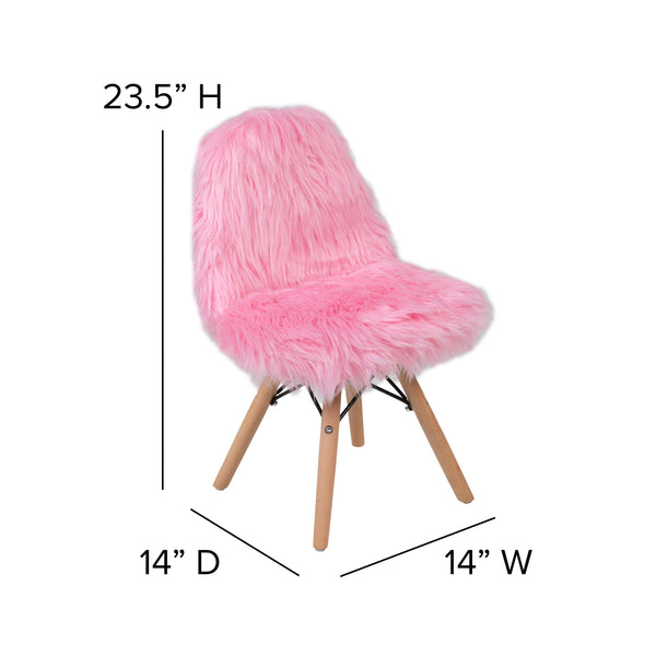 Light Pink |#| Kids Shaggy Dog Light Pink Accent Chair - Desk Chair - Playroom Chair