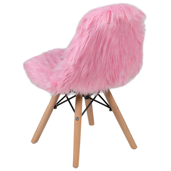 Light Pink |#| Kids Shaggy Dog Light Pink Accent Chair - Desk Chair - Playroom Chair