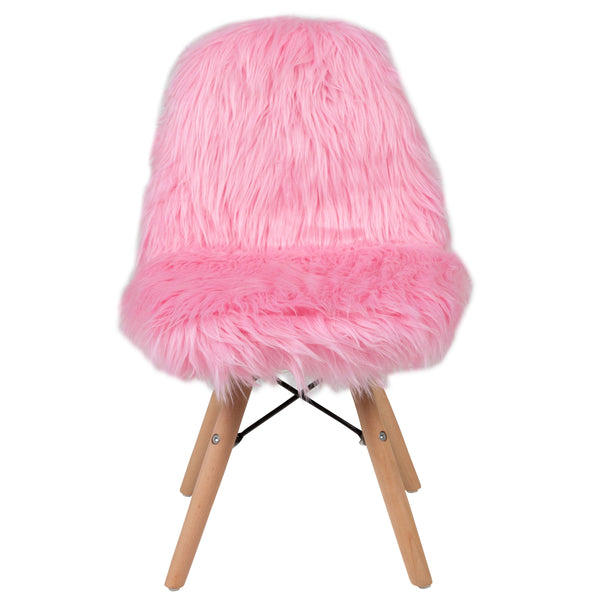 Light Pink |#| Kids Shaggy Dog Light Pink Accent Chair - Desk Chair - Playroom Chair