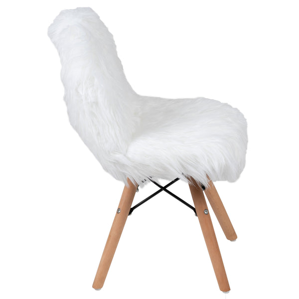 White |#| Kids Shaggy Dog White Accent Chair - Desk Chair - Playroom Chair