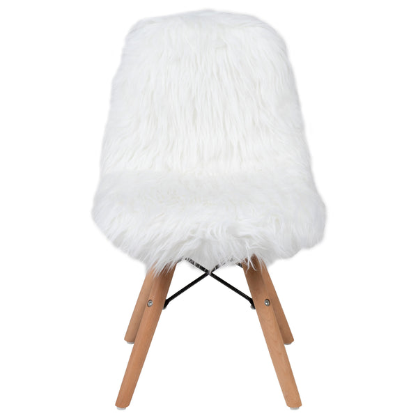 White |#| Kids Shaggy Dog White Accent Chair - Desk Chair - Playroom Chair