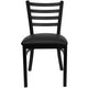 Black Vinyl Seat/Black Metal Frame |#| Black Ladder Back Metal Restaurant Chair - Black Vinyl Seat