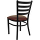 Burgundy Vinyl Seat/Black Metal Frame |#| Black Ladder Back Metal Restaurant Chair - Burgundy Vinyl Seat