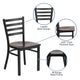 Walnut Wood Seat/Black Metal Frame |#| Black Ladder Back Metal Restaurant Chair - Walnut Wood Seat