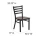 Walnut Wood Seat/Black Metal Frame |#| Black Ladder Back Metal Restaurant Chair - Walnut Wood Seat