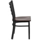 Walnut Wood Seat/Black Metal Frame |#| Black Ladder Back Metal Restaurant Chair - Walnut Wood Seat