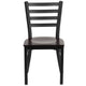 Walnut Wood Seat/Black Metal Frame |#| Black Ladder Back Metal Restaurant Chair - Walnut Wood Seat