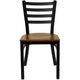 Cherry Wood Seat/Black Metal Frame |#| Black Ladder Back Metal Restaurant Chair - Cherry Wood Seat