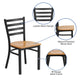 Natural Wood Seat/Black Metal Frame |#| Black Ladder Back Metal Restaurant Chair - Natural Wood Seat