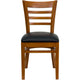 Black Vinyl Seat/Cherry Wood Frame |#| Ladder Back Cherry Wood Restaurant Chair - Black Vinyl Seat