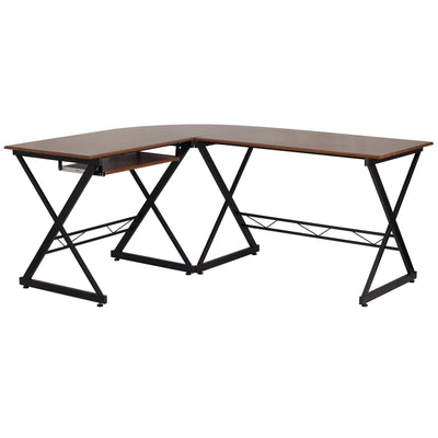 Laminate L-Shape Computer Desk with Pull-Out Keyboard Tray - View 1