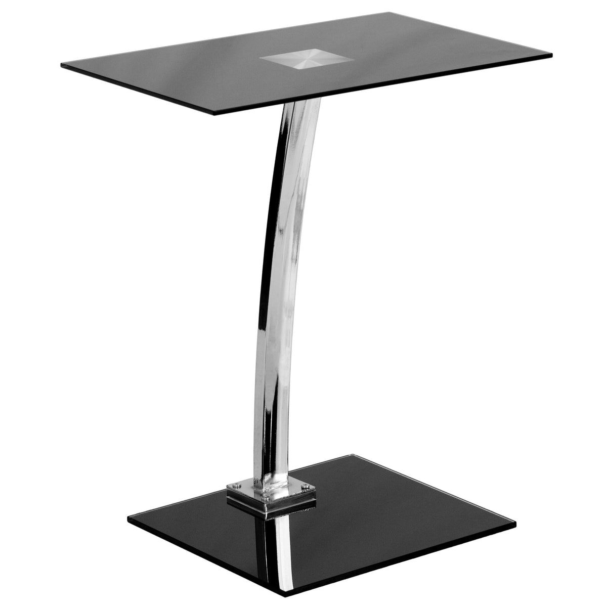 Laptop Computer Desk with Silk Black Tempered Glass Top - Writing Table