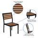 Teal |#| Faux Teak 35inch Square Patio Table, 2 Chairs & Teal 9FT Patio Umbrella with Base