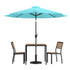 Lark 5 Piece All-Weather Deck or Patio Set with Stacking Faux Teak Chairs, Faux Teak Table & Umbrella with Base