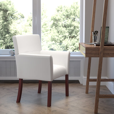 LeatherSoft Executive Side Reception Chair with Mahogany Legs - View 2