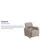 Gray |#| Gray LeatherSoft Guest Chair with Tablet Arm, Front Wheel Casters and Cup Holder