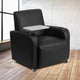 Black |#| Black LeatherSoft Guest Chair w/Tablet Arm, Front Wheel Casters &Cup Holder