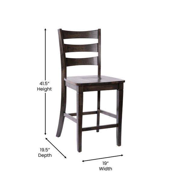 Gray Wash Walnut |#| Commercial Grade Wooden Counter Height Stool in Gray Wash, Set of 2 Walnut