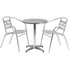 Lila 23.5'' Round Aluminum Indoor-Outdoor Table Set with 2 Slat Back Chairs