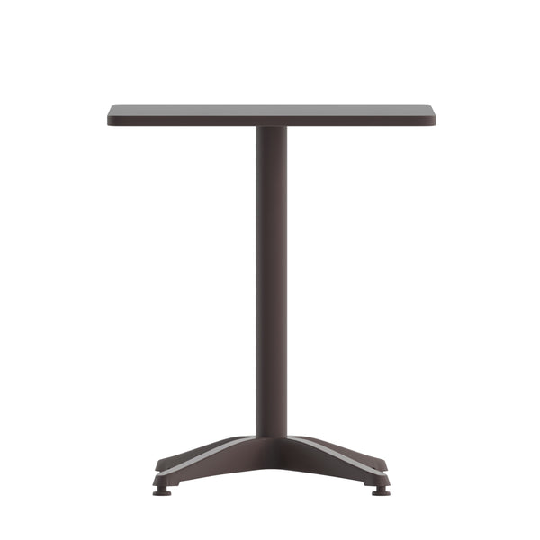 Aluminum |#| 23.5" Square Aluminum Indoor-Outdoor Table Set with 2 Slat Back Chairs