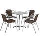 Dark Brown |#| 23.5inch Square Aluminum Indoor-Outdoor Table Set with 4 Dark Brown Rattan Chairs