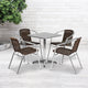 Dark Brown |#| 23.5inch Square Aluminum Indoor-Outdoor Table Set with 4 Dark Brown Rattan Chairs